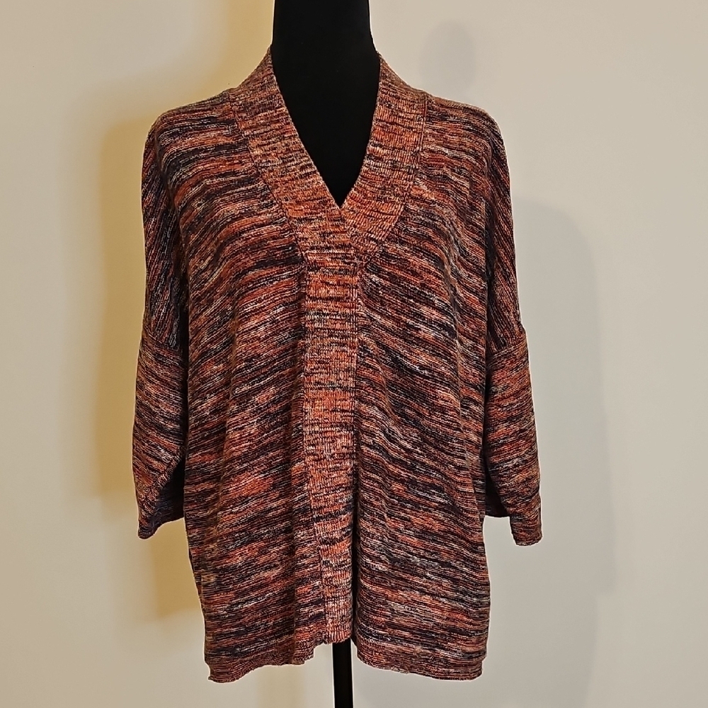 J. Jill Pure Jill Women's Campari Marled Knit V-Neck Kimono Sweater